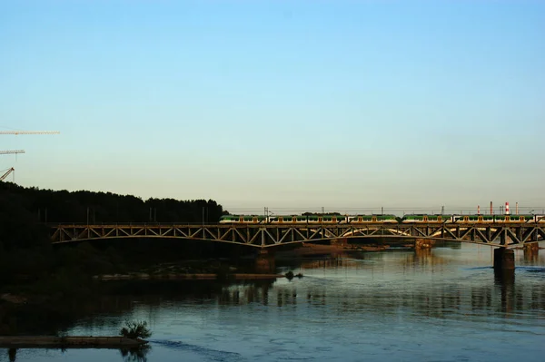 Fiume Vistola Polonia Tramonto Sul Fiume Nel Panorama Della Capitale — Foto Stock