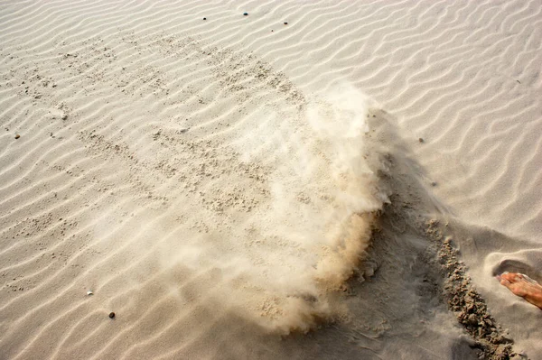 Sand Desert Dune Beach People Gust Wind Human Foot — Stock Photo, Image