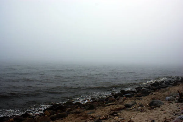 Pologne Mer Baltique Belles Vagues Mer Bleue Horizon Océan Sable — Photo