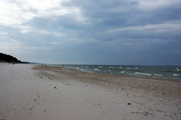 Polish Baltic Sea beautiful blue sea waves ocean horizon sand and beach blue sky