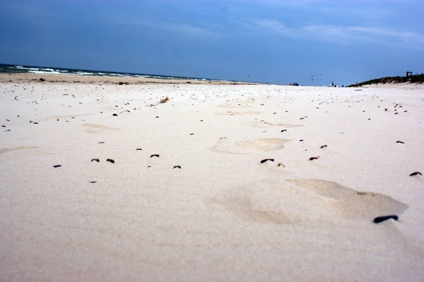 Pologne Mer Baltique Belles Vagues Mer Bleue Horizon Océan Sable — Photo