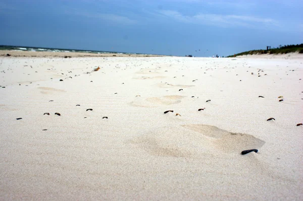 Польское Балтийское Море Красивые Синие Морские Волны Океан Горизонтальный Песок — стоковое фото