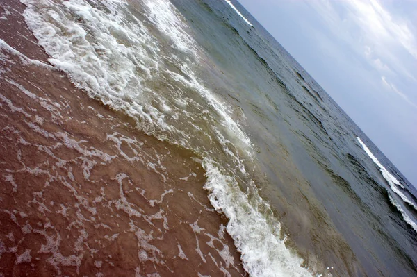 Polnische Ostsee Schöne Blaue Meereswellen Ozean Horizont Sand Und Strand — Stockfoto