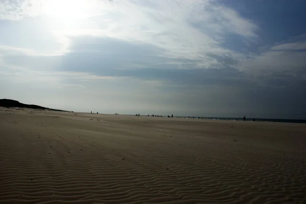 Poolse Oostzee Prachtige Blauwe Zee Golven Oceaan Horizon Zand Strand — Stockfoto