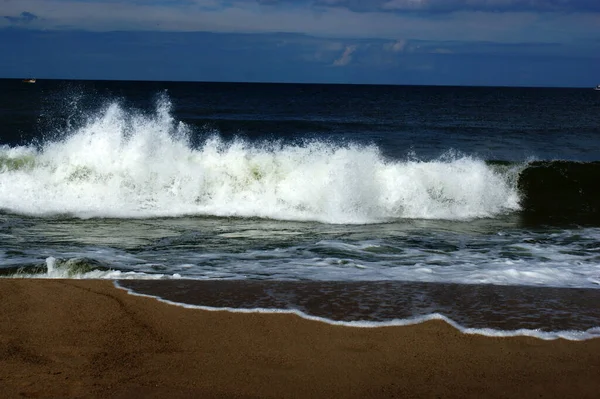 Polska Östersjön Vackra Blå Havet Vågor Ocean Horisont Sand Och — Stockfoto