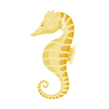 Beyaz arkaplanda deniz atı karikatürü çizimi.