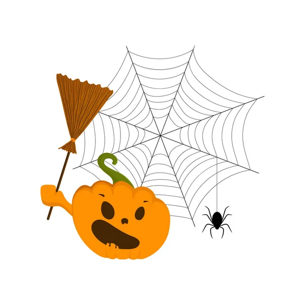 Halloween Concepto Vacaciones Estilo Plano Lindo Dibujo Animado Ilustración Una — Archivo Imágenes Vectoriales