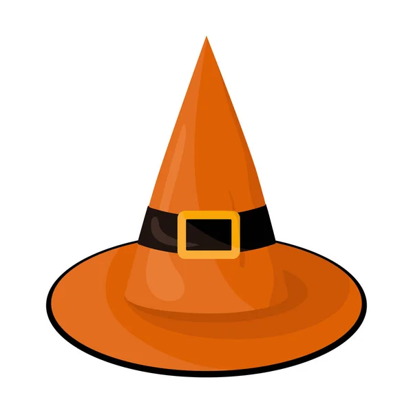 Halloween Hatt Illustration Platt Stil Häxans Orange Hatt Vit Bakgrund — Stock vektor