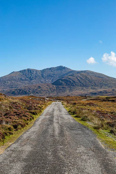 Une Longue Route Voie Unique Sur Île Hébridienne South Uist — Photo