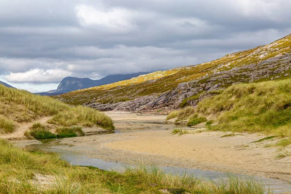 Mountains Sand Dunes Way Beach Luskentyre Hebridean Island Harris — Stock Photo, Image