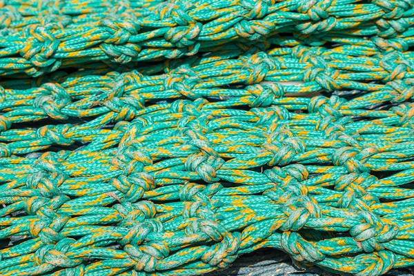 Full Frame Photograph Green Yellow Knotted Fishing Net — Stock Photo, Image