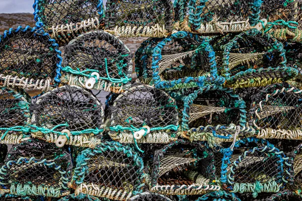 Lobster Pots Stacked Top Each Other Harbour Western Isles — Stock Photo, Image