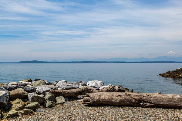 Ser Över Det Lugna Vattnet Elliott Bay Staden Seattle — Stockfoto