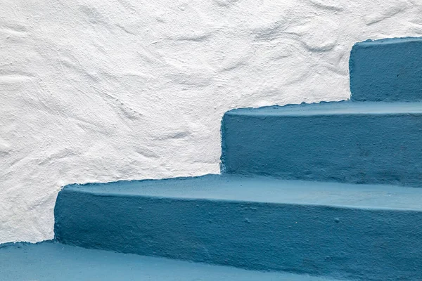 Painted Blue Steps White Wall Building — Stock Photo, Image