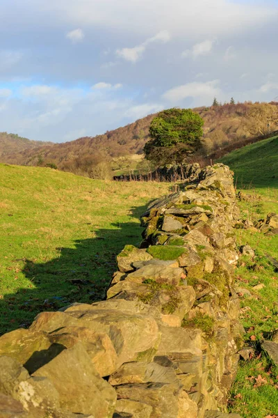 Mur Pierre Dans Campagne Cumbrienne — Photo