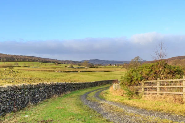 Cumbrian Landscape Country Road Stone Wall — Stock Photo, Image