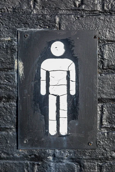 Male Restroom Sign Town — Stock Photo, Image