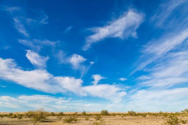 Uzakta İmparatorluk Kum Tepeleri ile bir çöl manzarasına bakıyorum.