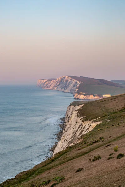 Olhando Longo Costa Ilha Wight Direção Baía Água Doce Tennyson — Fotografia de Stock