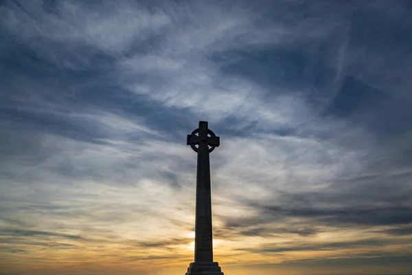 Tennyson Monument Auf Der Isle Wight Silhouette Bei Sonnenuntergang — Stockfoto