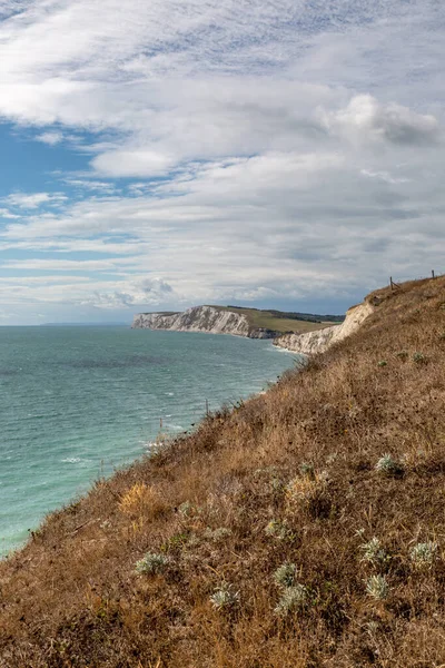 Blick Entlang Der Küste Der Isle Wight Richtung Tennyson Und — Stockfoto