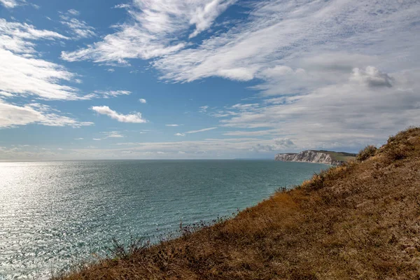 Olhando Para Baía Água Doce Tennyson Ilha Wight Partir Caminho — Fotografia de Stock