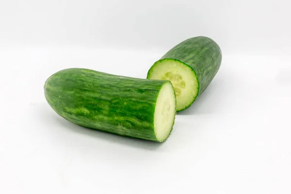 Cucumber Cut Half White Background — Stock Photo, Image