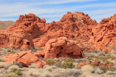 Nevada Ateş Vadisi 'nde kızıl kaya oluşumları
