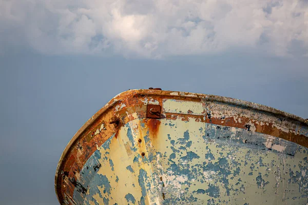 Olhando Para Uma Parte Velho Casco Barco — Fotografia de Stock