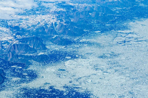 Aerial View Frozen Canadian Landscape Taken Flight Deck Airplane — Stock Photo, Image