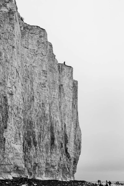 Una Fotografía Blanco Negro Acantilados Tiza Costa Sussex —  Fotos de Stock