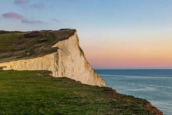 Abendlicht Das Sich Von Den Kreidefelsen Seaford Sussex Reflektiert — Stockfoto