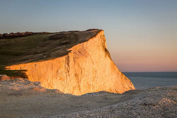 Abendlicht Das Sich Von Den Kreidefelsen Seaford Sussex Reflektiert — Stockfoto