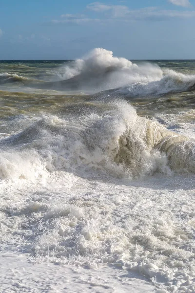 Drsné Moře Během Silných Větrů Newhaven Sussexu — Stock fotografie