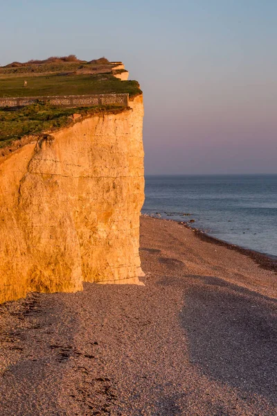 Evening Light Glowing Chalk Cliff Sussex Coast — Stock Photo, Image