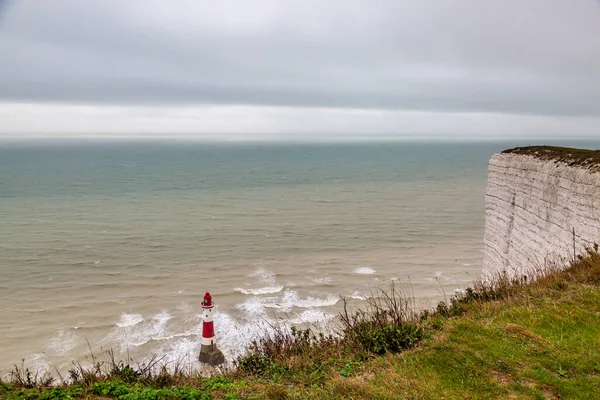 Affacciato Sul Mare Dalla Cima Una Scogliera Con Faro Beachy — Foto Stock