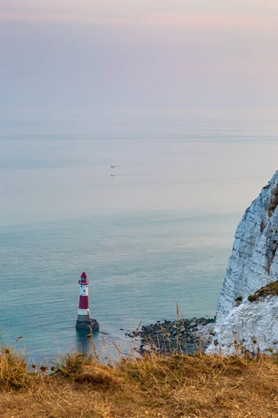 Olhando Para Baixo Sobre Penhascos Giz Beachy Head Sussex Com — Fotografia de Stock