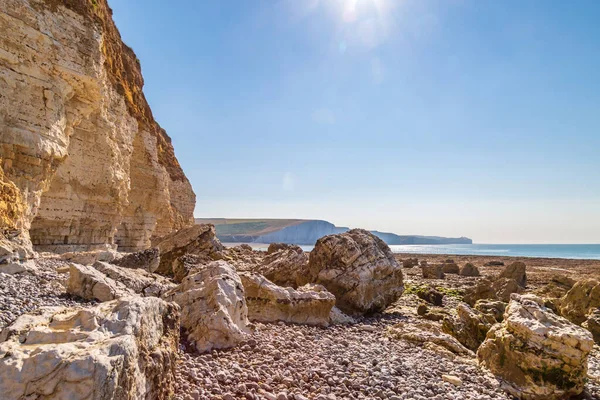 Скалы Скалами Хоуп Гэп Сассексе Скалами Семи Сестер Вдалеке — стоковое фото