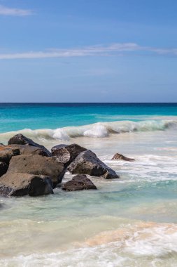 Okyanusa bakıyorum, Barbados adasındaki bir plajdan.