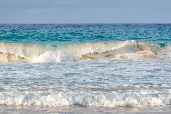 Nézi Hullámzó Hullámokat Óceánon Karib Tenger Szigetén Barbados — Stock Fotó