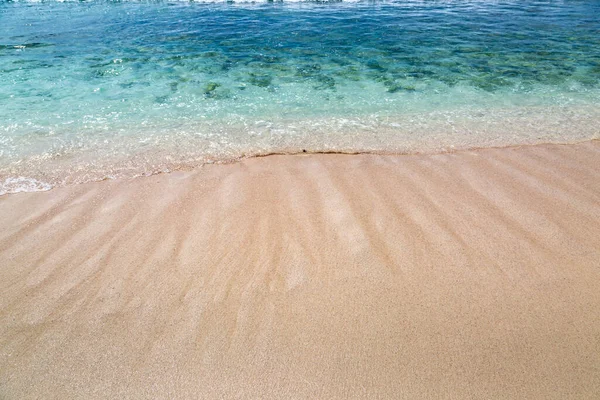 Une Plage Sable Fin Bord Eau Sur Île Barbade — Photo