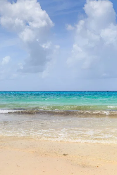 Uma Fotografia Vertical Uma Praia Mar Ilha Barbados — Fotografia de Stock
