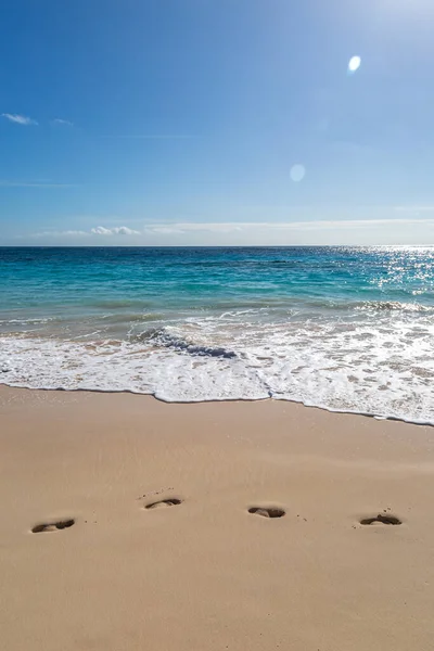 Footprints in the sand on the island of Bermuda