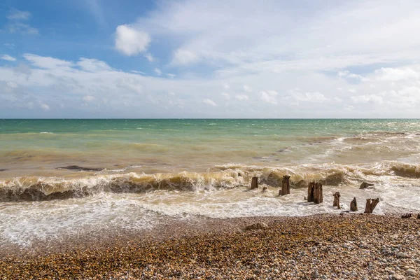 Mirando Hacia Océano Playa Climping Sussex — Foto de Stock