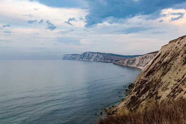 Mirando Largo Costa Isla Wight Por Mañana Temprano Hacia Bahía —  Fotos de Stock