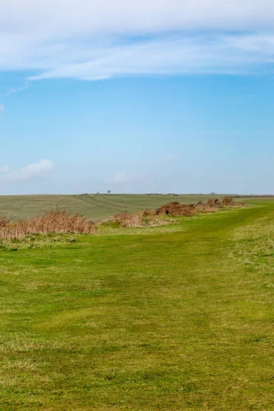 Uitkijkend Groene Velden Sussex Een Zonnige Vroege Lentedag — Stockfoto