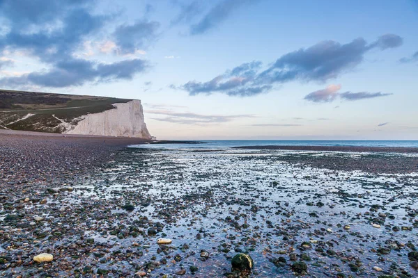 Seven Sisters Cliffs Low Tide Sunset — Stock Photo, Image