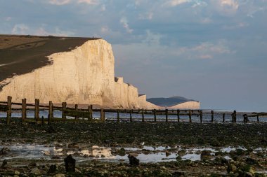 Sussex sahilindeki Seven Sisters kayalıklarının manzarası