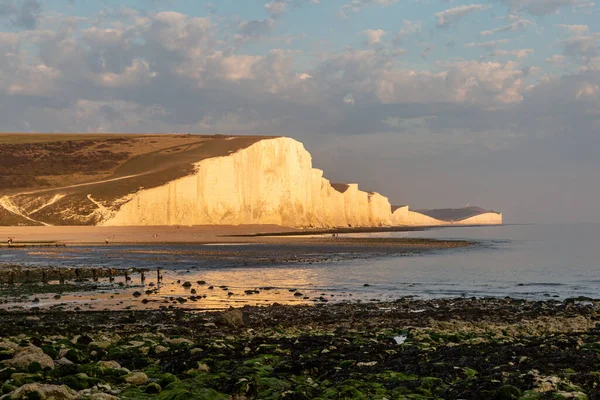 Looking Rocky Beach Low Tide Seven Sisters Cliffs — Stock Photo, Image