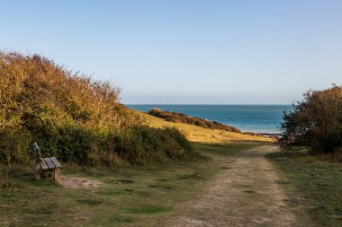 Susex kıyısındaki Hope Gap 'te denize açılan bir patika.